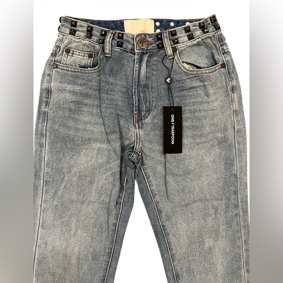One Teaspoon Light Blue Straight Leg Jeans - Picture 2 of 6